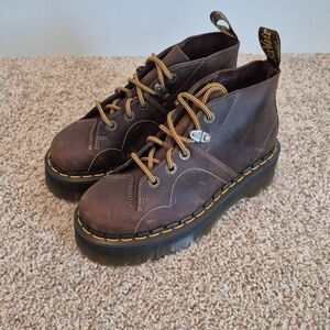 Dr Martens Brown Leather Platform Monkey Boots Size M6/ W7